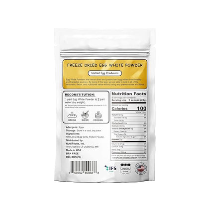 Orgnisulmte Egg White Protein Powder 8 Oz, Pasteurized Dried Egg Whites Protein, Gluten-Free, Non-GMO, Unflavored, Free Range High Whip for Baking, Desserts 227g