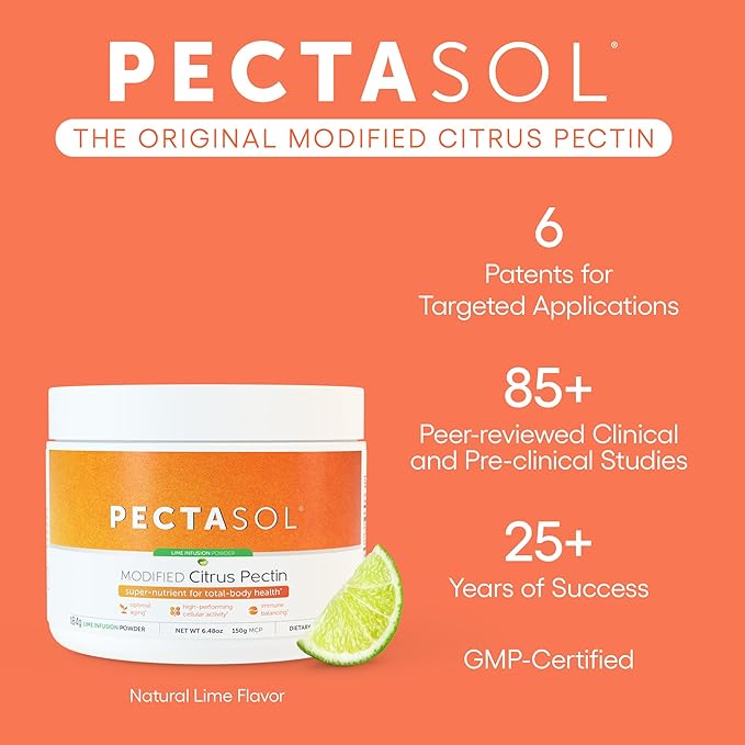 PectaSol Modified Citrus Pectin – 184g Lime Powder – Total-Body Health Supplement to Support Heart, Immune System, Inflammation Response & Healthy Aging + Maintain Healthy Galectin-3 Levels