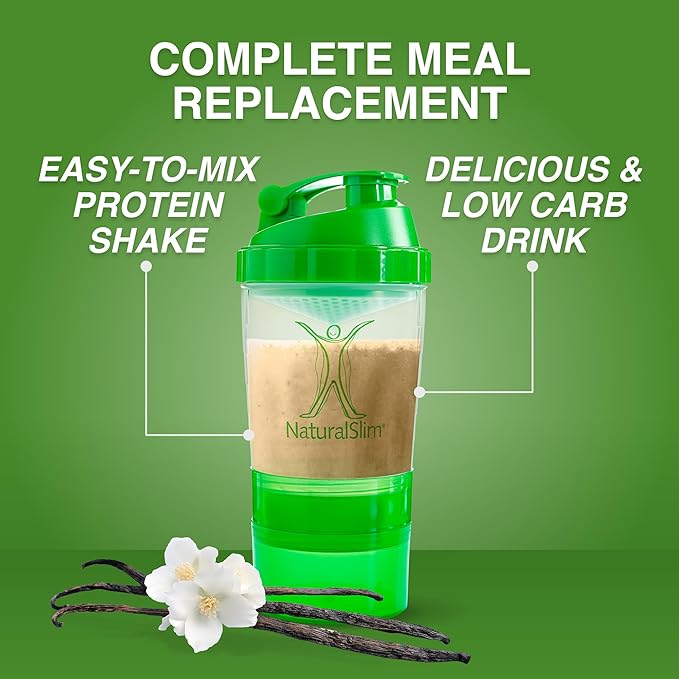 NaturalSlim Metabolic Whey Protein Powder Vanilla – Low Carb, Meal Replacement Shake w/Vitamins, Minerals & Amino Acid L-Glutamine | Great Taste and Very Filling Protein Shake, 10 Servings, 17.6oz
