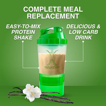 NaturalSlim Metabolic Whey Protein Powder Vanilla – Low Carb, Meal Replacement Shake w/Vitamins, Minerals & Amino Acid L-Glutamine | Great Taste and Very Filling Protein Shake, 10 Servings, 17.6oz