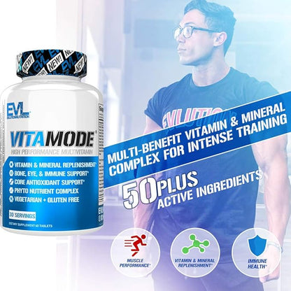 EVL Advanced Daily Multivitamin for Men - Men's Multivitamin with Essential Minerals Phytonutrient Complex and VitaMode Active Mens Vitamins for Energy with Lycopene for Muscle Bone and Immune Support