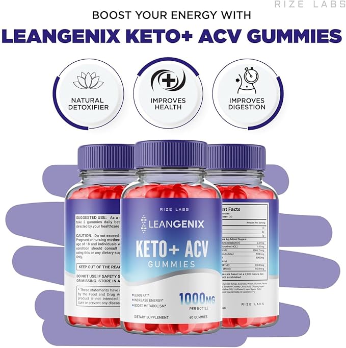 Leangenix Keto ACV Gummies, Leangenix Keto + ACV for Advanced Weight Loss, Leangenix Keto to Burn Fat and Use as Main Source of Energy, Leangenix Gomitas, Supplement Review (60 Gummies)