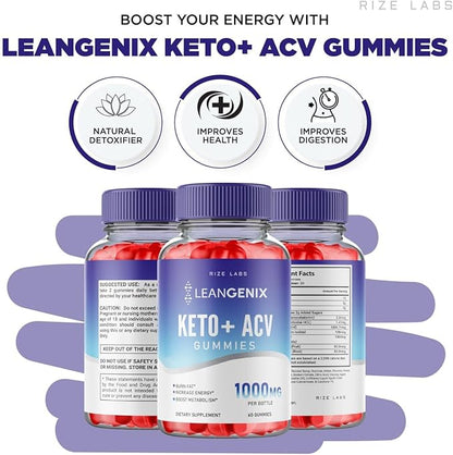 Leangenix Keto ACV Gummies, Leangenix Keto + ACV for Advanced Weight Loss, Leangenix Keto to Burn Fat and Use as Main Source of Energy, Leangenix Gomitas, Supplement Review (60 Gummies)