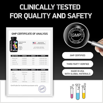 Vegan Iron Supplements for Women with Folic Acid - 168% Folate Folic Acid, 194% Ferrous Sulfate Blood Builder Iron Pills for Women with Anemia and Pregnant Women - 2-Pack, 120 Gentle Iron Tablets