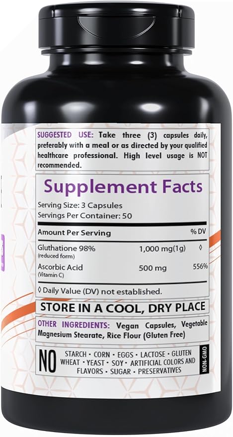Glutathione 1000mg | 150 Capsules | GSH L-Glutathione Reduced | Antioxidant Support | Gluten-Free & Non-GMO | Made in The USA