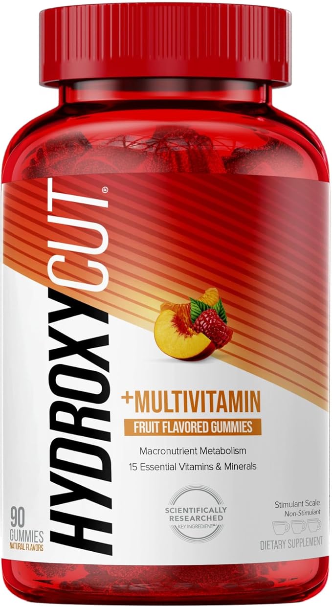 Hydroxycut Gummies - 99% Caffeine Free - Metabolize Carbs, Proteins & Fats - Includes 15 Essential Vitamins & Minerals - for Women & Men