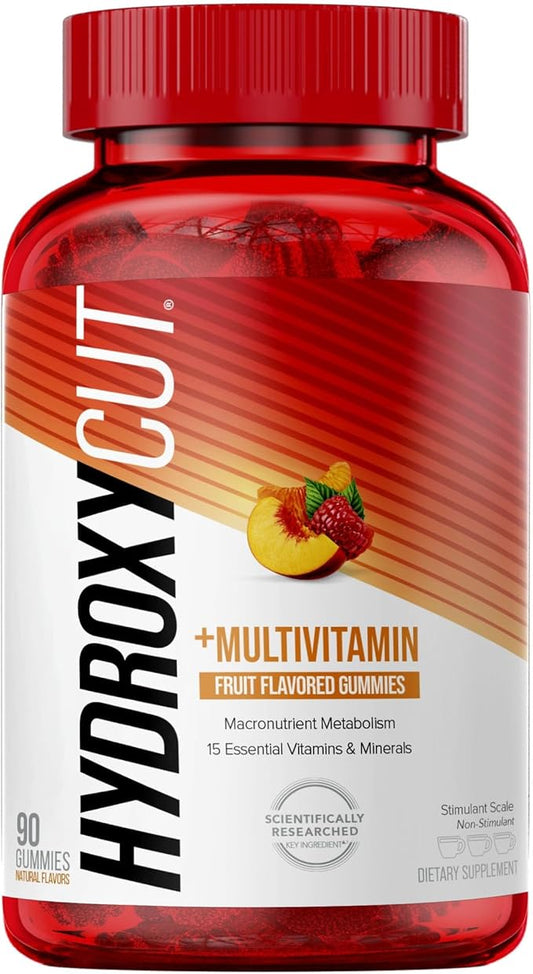 Hydroxycut Gummies - 99% Caffeine Free - Metabolize Carbs, Proteins & Fats - Includes 15 Essential Vitamins & Minerals - for Women & Men