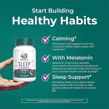 MaryRuth's Melatonin Gummies | Melatonin 5mg Sleep Gummies with Vitamin B6 | Made with Organic Cane Sugar | Relaxation & Sleep Support for Adults | Vegan | Non-GMO | Gluten Free | 60 Count
