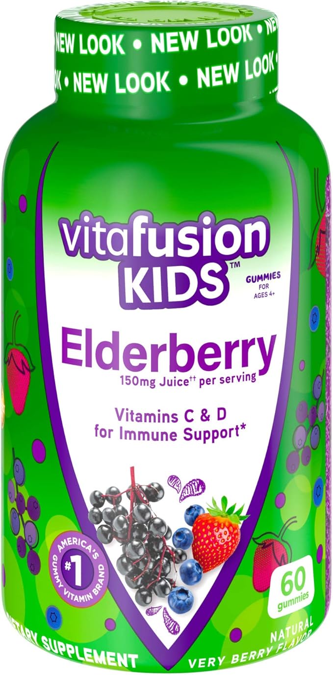 Vitafusion Kids Elderberry Gummy Vitamins, Delicious Immune Support Gummies for Kids, 60Ct