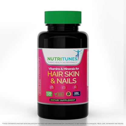 Hair, Skin, & Nails Multivitamins & Minerals - Biotin, Folate, Vitamin C, D3, E B-6 & B-12 Supports Hair, Skin, & Nail Health - Non-GMO, GMP-Certified (120 Softgel Capsules)