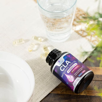 CLA Supplement, Conjugated Linoleic Acid 1560mg - Extra Strength CLA Supplement Pills - Support Body Composition, Lean Muscle Tone, & Energy - Safflower Capsules, Gluten Free, Non-GMO - 60 Softgels