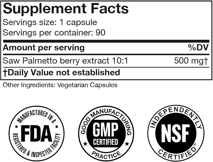 Saw Palmetto for Men and Women 5000mg, Prostate Health Support Supplements for Men, Saw Palmetto Extract, Extra Strength Formula, Made in FDA-Registered, NSF-Certified Facility, 90 Capsules