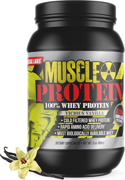 Muscle Whey Protein Blend [15 lbs/Pack of 1]–Vanilla Flavored, Cold Filtered, 25g Pure Protein, 6.6g BCAAs/Serving(Packaging May Vary)