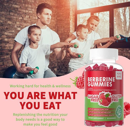 Berberine Gummies with Ceylon Cinnamon 1500mg High Potency Berberine HCL Supplement for Immune and Metabolism Support, Sugar Free Organic Berberine Gummies Raspberry Flavor.