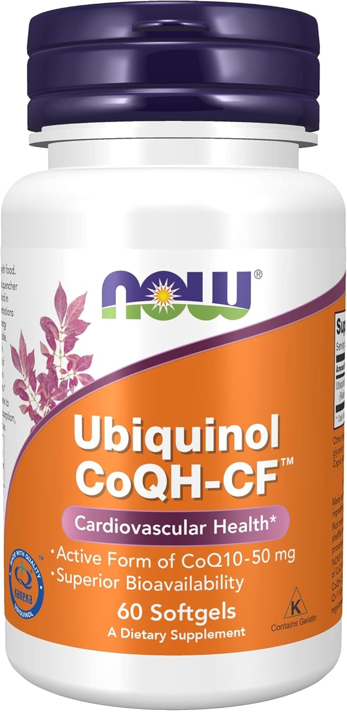 NOW Foods Supplements, Ubiquinol CoQH-CF™ (the Active Form of CoQ10 - 50 mg with Superior Bioavailability), 60 Softgels