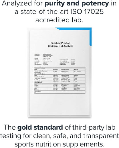 LEGION Vitamin B-Complex (120 Capsules) - Vitamin B Complex with Choline and Inositol Supports Mood & Liver Function - Vegan B Complex Vitamins Support Energy Metabolism & Muscle Function