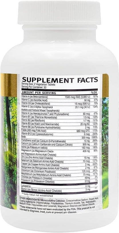 Multivitamin for Women & Men - Daily2Tab Multimineral Tablet with Antioxidants, Vitamin C, Vitamin D, Vitamin B12, Lycopene, Selenium and Much More for Health Support (60 Count)