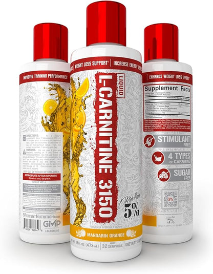 5% Nutrition Rich Piana Liquid L-Carnitine 3150 | Premium 4 Source Blend + GBB, The Super Carnitine (Mandarin Orange)