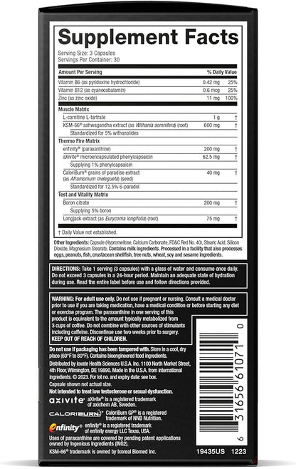 MuscleTech AlphaTest Thermo XTR Thermogenic Testosterone Booster| Muscle & Strength Builder for Men | Workout Supplement | 90 Capsules | 30 Servings