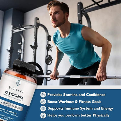 Testronix Performance Supplement for Men - Energy and Muscle Supplements for Mens Health - 60 Capsules (Pack of 2)