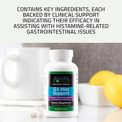 Neuro biologix GI Hist Support - Supplement for Histamine Digest, Histamine Blocker with Vitamin C, Quercetin, Porcine Kidney, Alpha Lipoic Acid, Stinging Nettle Root, and Bromelain, 60 Capsules