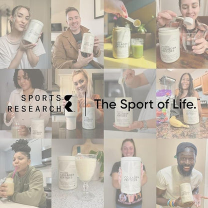 Sports Research Collagen Peptides for Women & Men - Hydrolyzed Type 1 & 3 Collagen Powder Protein Supplement for Healthy Skin, Nails, Bones & Joints - Easy Mixing Vital Nutrients & Proteins