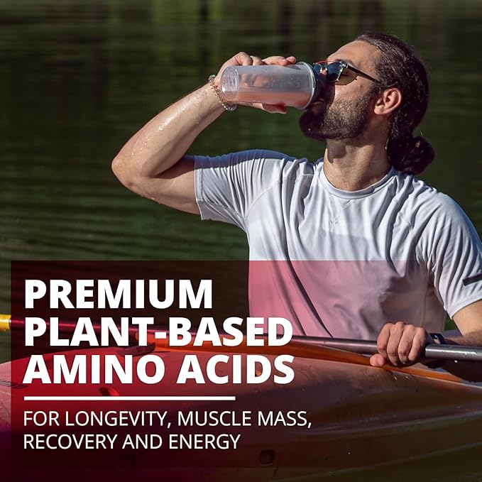 FUNDAMINOS - Premium Plant Based Organic Essential Amino Acids Powder + BCAA Powder - Gluten Free, Non-GMO Amino Acid Supplement for Muscle Mass, Peak Strength & Muscle Recovery (2 Bags 60 Servings)