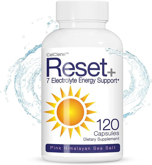 Reset+ 7 Energy Electrolytes, Methyl B12, Methyl Folate, Pink Salt, Magnesium, Super B Complex, Green Tea & Green Coffee Extracts, Biotin, Zinc, 72 Trace Minerals