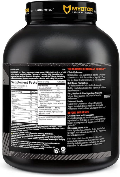 GNC AMP Mass XXX with MyoTOR Protein Powder | Targeted Muscle Building and Workout Support Formula with BCAA and Creatine | Vanilla | 13 Servings