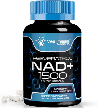 NAD Supplement, 1500mg - Liposomal NAD+ Supplement with Resveratrol, Nad Plus Boosting Supplement - Support Cellular Health, Stamina & Healthy Aging - Ultra Strength Capsules, USA Made