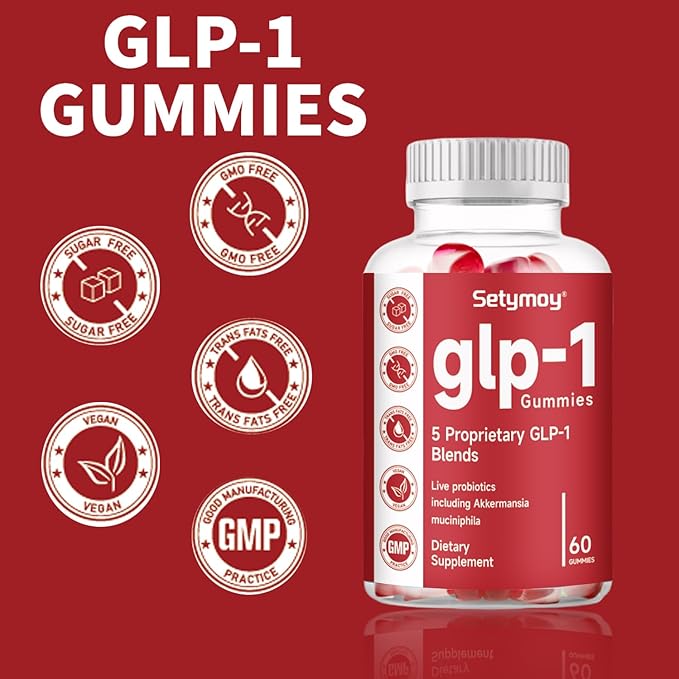 GLP-1 Supplement Gummies with Akkermansia Probiotic, Berberine, GLP 1 Probiotic Gummy for Women and Men 60 Gummies
