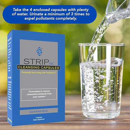 Wellgenix Strip NC Herbal Cleanse Detox Capsules - Extra Strength Cleansing - One Day Quick Flush - 4 Capsules (1 Pack)