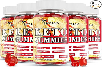 Keto ACV Gummies with B12 – Vegan Apple Cider Vinegar Supplement for Energy Boost and Gut Health, Gluten-Free Formula, 300 Count
