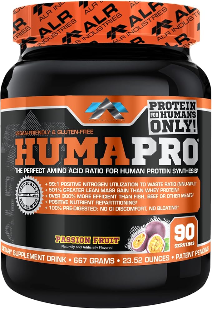 Humapro | Amino Acids Protein Matrix for Humans | 99% Utilization for Lean Muscle | Vegan, Gluten Free | 667g / 90 Servings (Passion Fruit)