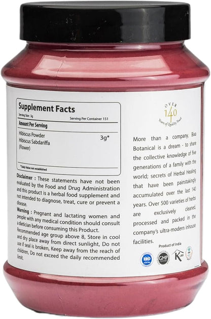 bixa BOTANICAL Hibiscus Powder (Hibiscus Rosa Sinensis) Ayurvedic Natural Herbal Supplement |Natural Coolant and Refrigerant | Steam Treated (16 Ounce Count (Pack of 1))