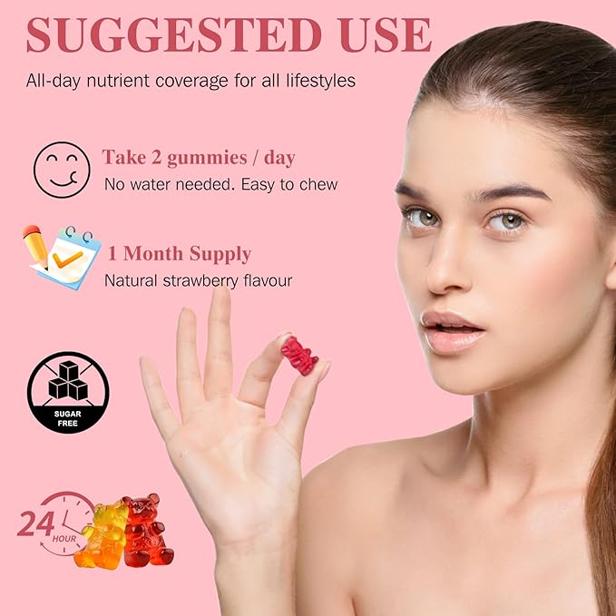 Potassium Magnesium Gummies - High Absorption Magnesium Glycinate 500mg & Potassium Citrate 200mg Plus Omega 3, B6, D3, K2 & Calcium - Chewable Gummy for Leg Cramps, Immunity & Energy - 60 Count