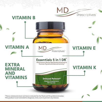 Essentials 5 in 1 DR (Delayed Release) - Multivitamin Mineral Complex Supplement for Enhanced Hormone Support - 120 Capsules