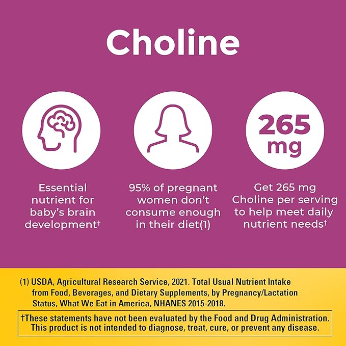 Nature Made Prenatal Vitamin Softgels + Choline Capsules, Folic Acid + DHA + Choline, 60 Prenatal Vitamins for Women, 60 Choline Supplements Capsules, 60 Day Supply