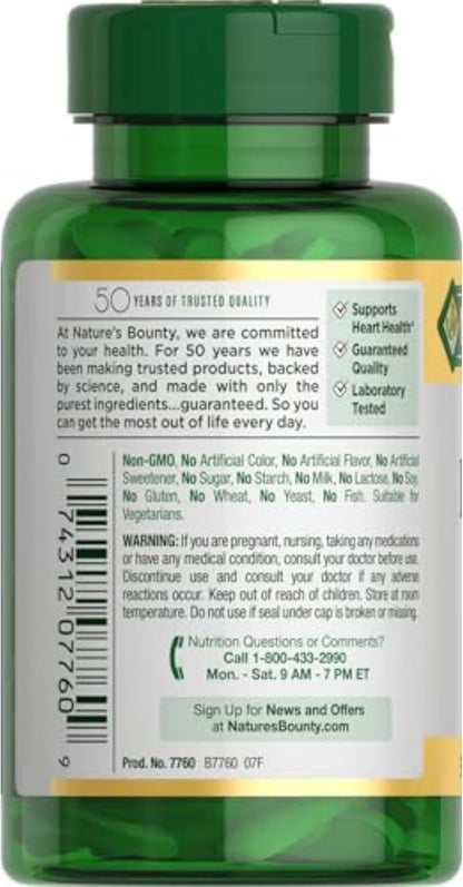 Nature’s Bounty L-Arginine 1000mg for Supporting Blood Flow and Vascular Function – Non-GMO, Gluten Free, 50 Tablets