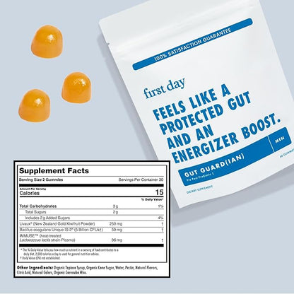 FIRST DAY Mens Tribiotic Gummies – Pre+, Post+, Probiotics & More – 60 Day Supply