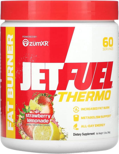 GAT SPORT JetFuel Thermo Powder for Fat Burning, ZumXR Caffeine, Carnitine, Theanine, for Men & Women (Strawberry Lemonade)