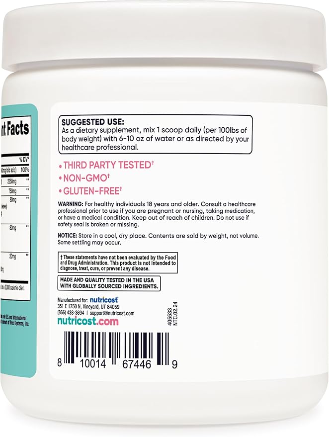 Nutricost Creatine Monohydrate Powder for Women, Micronized, Unflavored, 100 Servings - Vegetarian, Non-GMO, Gluten Free