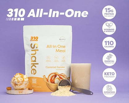310 Nutrition – All-In-One Meal Replacement Shake - New Formula with Fiber Rich Vegan Superfood Blend - Natural Sweeteners - Low Carb Shake, Keto & Paleo Friendly - Gluten Free - 26 Essential Vitamins & Minerals - Variety Shake Box
