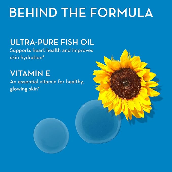 HUM OMG! Omega The Great - Triple Omega 3 Fish Oil Supplement with DHA, EHA & Vitamin E to Support Bright & Even Skin Tone - Gluten Free & Non-GMO (60-Count)
