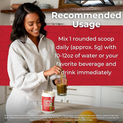 Health Plus Super Colon Cleanse, 12 oz Powder, 68 Servings - Natural Detox, Digestive Constipation Relief, Gentle Gut Cleanse with Psyllium Husk & Senna Leaf