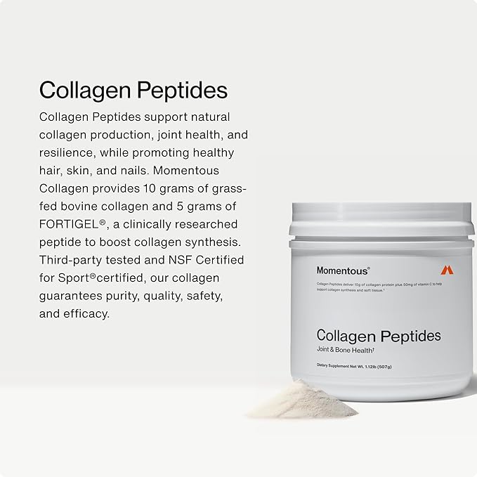 Momentous Grass Fed Collagen Peptides Powder - Collagen Protein Powder with Fortigel & Vitamin-C for Hair, Skin, Nails & Joint Health Support - Packaging May Vary