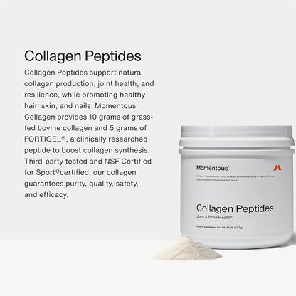 Momentous Grass Fed Collagen Peptides Powder - Collagen Protein Powder with Fortigel & Vitamin-C for Hair, Skin, Nails & Joint Health Support - Packaging May Vary