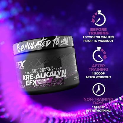 EFX Sports Kre-Alkalyn EFX Powder | pH Correct Creatine Monohydrate Powder Supplement | Strength, Muscle Growth & Performance | 66 Servings (Unflavored)