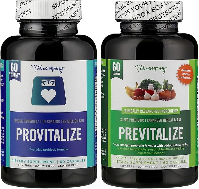 BB Company Slim Gut Bundle | Prebiotics and Probiotics for Women - Bloating Relief - Pre and Probiotics - Provitalize & Previtalize | Value Bundle | Packaging Vary | 30 Day Supply