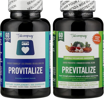 BB Company Slim Gut Bundle | Prebiotics and Probiotics for Women - Bloating Relief - Pre and Probiotics - Provitalize & Previtalize | Value Bundle | Packaging Vary | 30 Day Supply